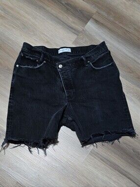 Abercrombie and Fitch The Dad High Rise Black Denim Shorts - Size 31